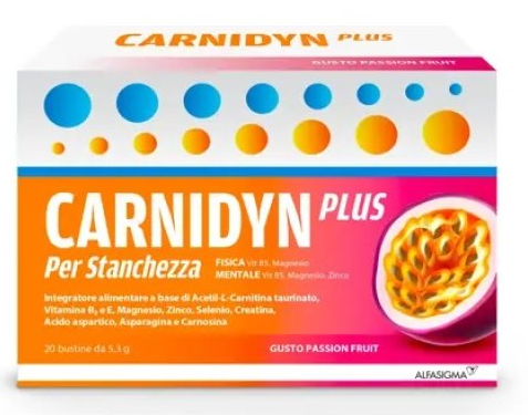 Carnidyn Plus Passion Fruit Integratore Salino Contro La Stanchezza Fisica e Mentale 20 bustine